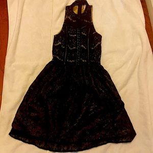 Women’s XS Black dress with lace top. Worn once